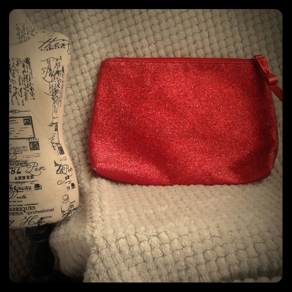 New Bath And Body Works Red Glitter Bag, Zipper